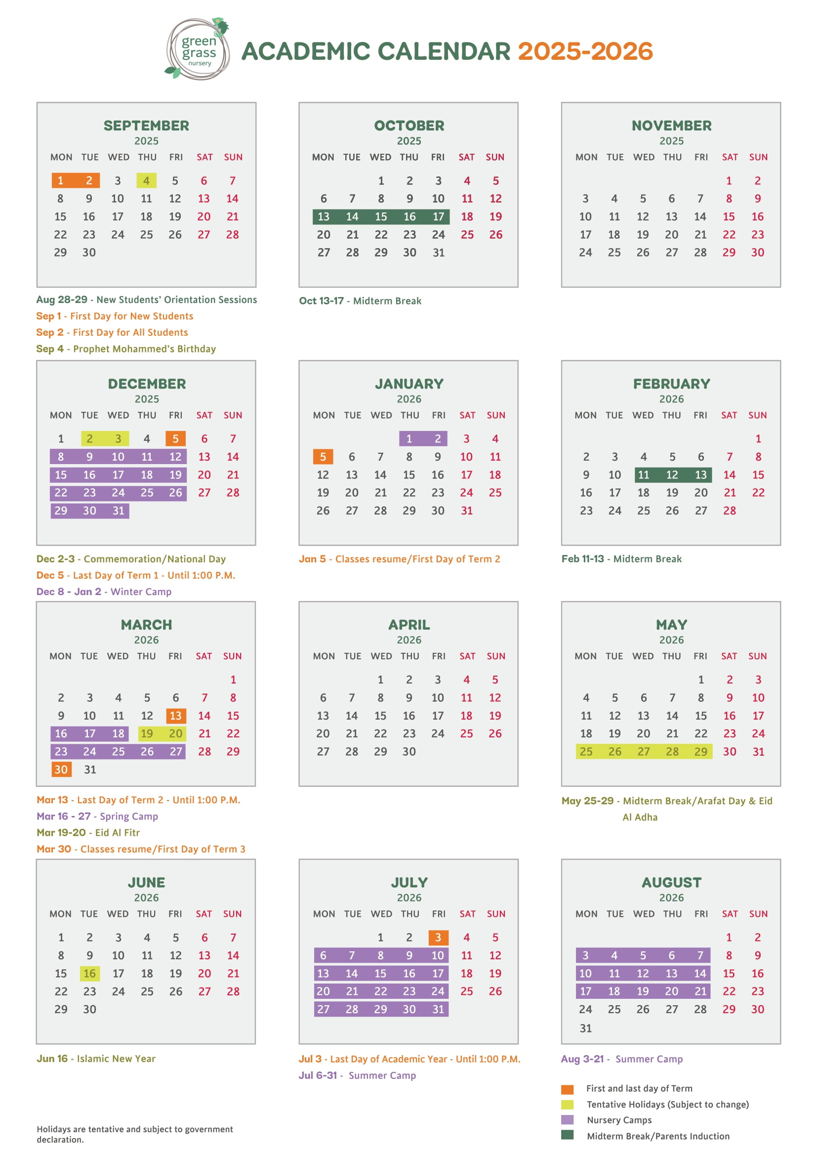 Nursery School Calendar Dubai Green Grass Nursery nursery-school-calendar-dubai-green-grass-nursery